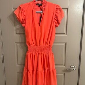 Coral Pink Short Sleeve Mini Dress